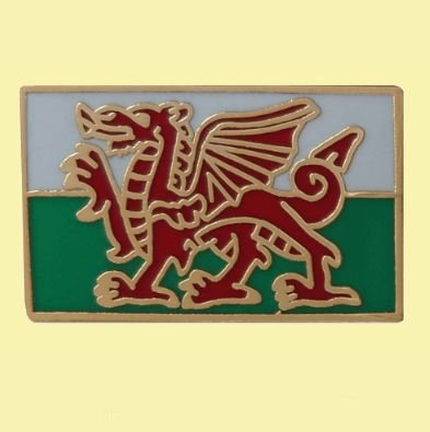 Image 0 of Welsh Dragon Rectangular Enamel Badge Lapel Pin Set x 3