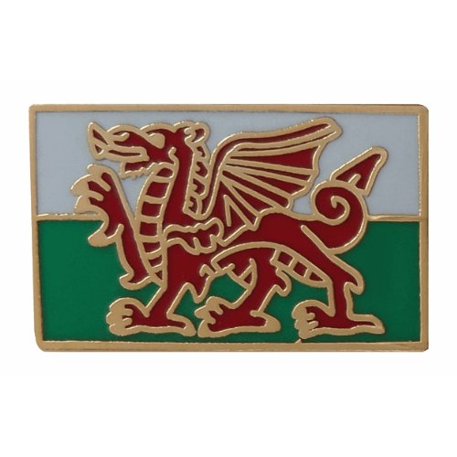 Image 1 of Welsh Dragon Rectangular Enamel Badge Lapel Pin Set x 3