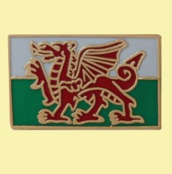 Welsh Dragon Rectangular Enamel Badge Lapel Pin Set x 3