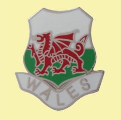 Wales Welsh Dragon Enamel Badge Shield Lapel Pin Set x 3