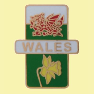 Image 0 of Wales Welsh Dragon Daffodil Vertical Flags Enamel Badge Lapel Pin Set x 3