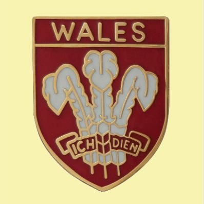 Image 0 of Wales Three Feathers Shield Enamel Badge Lapel Pin Set x 3