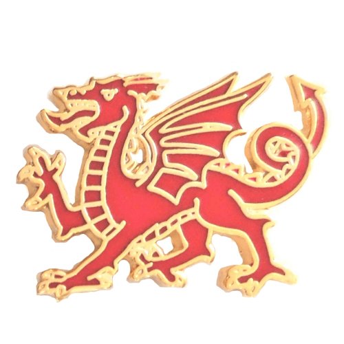 Image 1 of Welsh Dragon Mythical Figure Enamel Badge Lapel Pin Set x 3