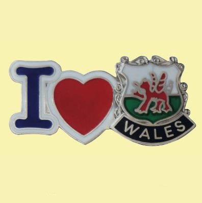 Image 0 of I Heart Wales Welsh Dragon Shield Enamel Badge Lapel Pin Set x 3