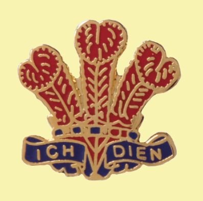 Image 0 of Wales Three Red Feathers Ich Dien Enamel Badge Lapel Pin Set x 3