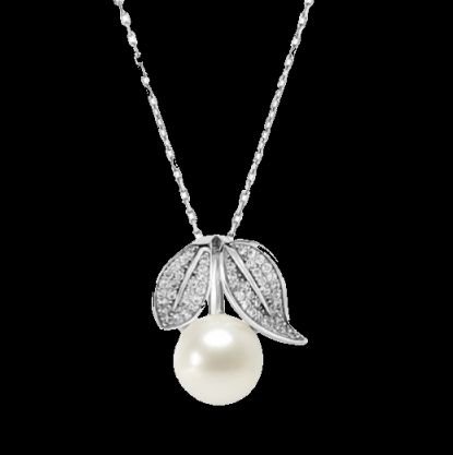Image 0 of Leaves Freshwater Pearl Small Sterling Silver Pendant