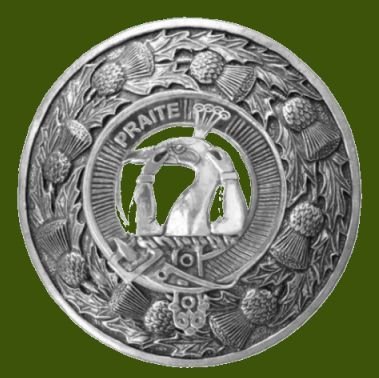 Image 0 of Murray Tullibardine Crest Thistle Round Stylish Pewter Clan Badge Plaid Brooch