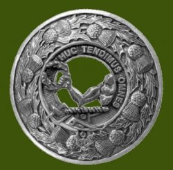 Paterson Clan Crest Thistle Round Stylish Pewter Clan Badge Plaid Brooch