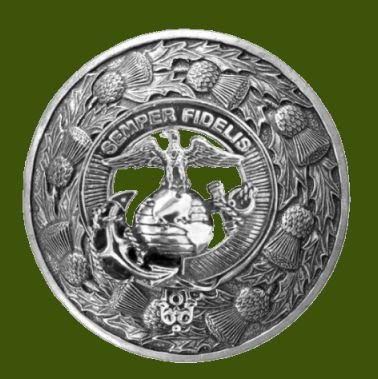 Image 0 of United States Marine Corps Thistle Round Stylish Pewter Badge Plaid Brooch