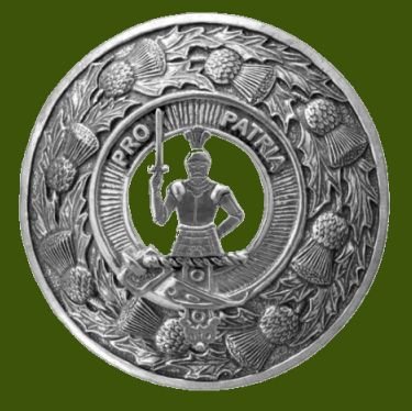 Image 0 of Bannerman Clan Crest Thistle Round Stylish Pewter Clan Badge Plaid Brooch