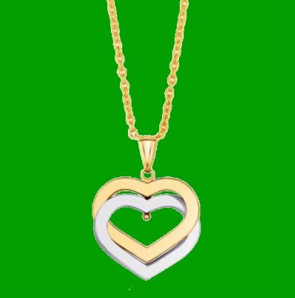 Image 0 of Double Entwined Open Hearts Highly Polished Two Tone 14K Gold Pendant