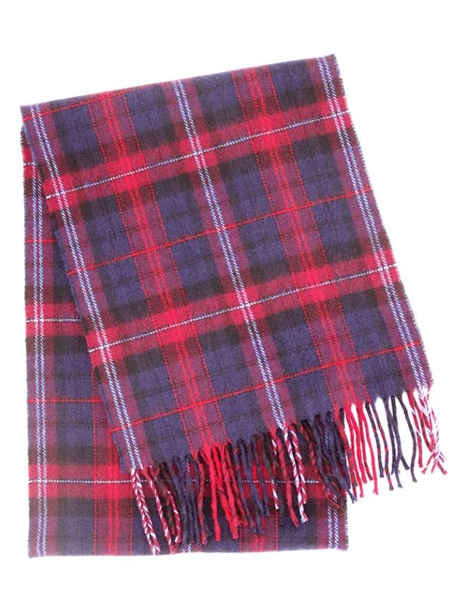 Image 1 of Evans Bevan Welsh Tartan Brushed Lambswool Unisex Fringed Scarf