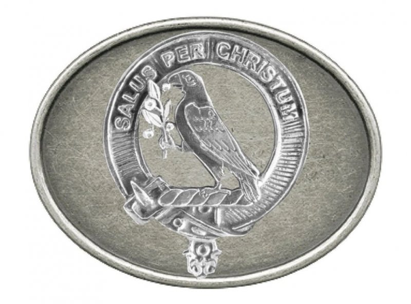 Image 1 of Abernethy Clan Badge Oval Antiqued Mens Sterling Silver Belt Buckle