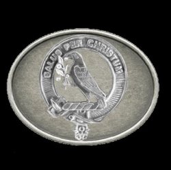 Abernethy Clan Badge Oval Antiqued Mens Sterling Silver Belt Buckle