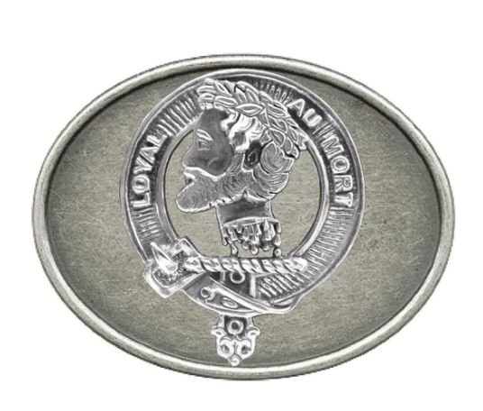 Image 1 of Adair Clan Badge Oval Antiqued Mens Sterling Silver Belt Buckle