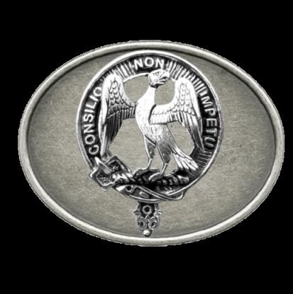 Image 0 of Agnew Clan Badge Oval Antiqued Mens Sterling Silver Belt Buckle