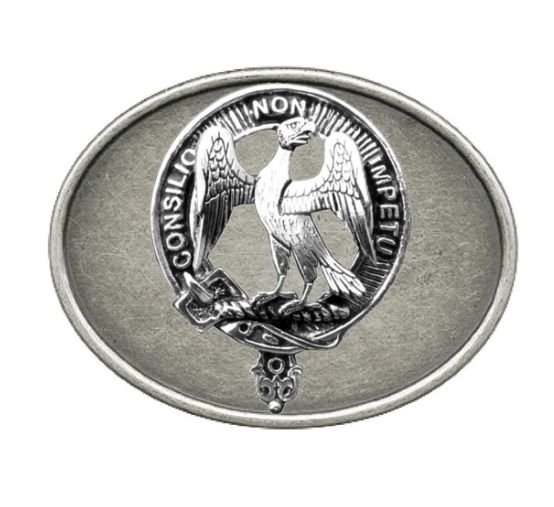 Image 1 of Agnew Clan Badge Oval Antiqued Mens Sterling Silver Belt Buckle