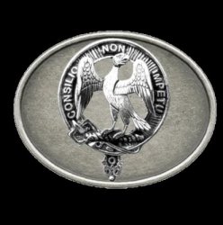 Agnew Clan Badge Oval Antiqued Mens Sterling Silver Belt Buckle