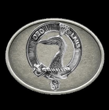 Image 0 of Arbuthnot Clan Badge Oval Antiqued Mens Sterling Silver Belt Buckle