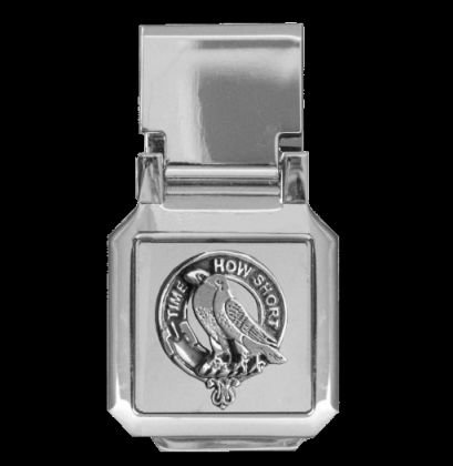 Image 0 of Akins Clan Badge Stainless Steel Silver Clan Crest Money Clip