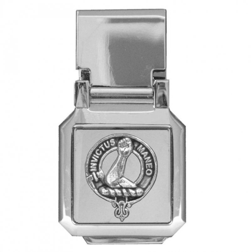 Image 1 of Armstrong Clan Badge Stainless Steel Silver Clan Crest Money Clip