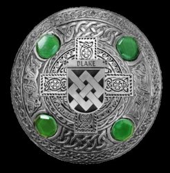 Blake Irish Coat Of Arms Celtic Round Green Stones Silver Plaid Brooch
