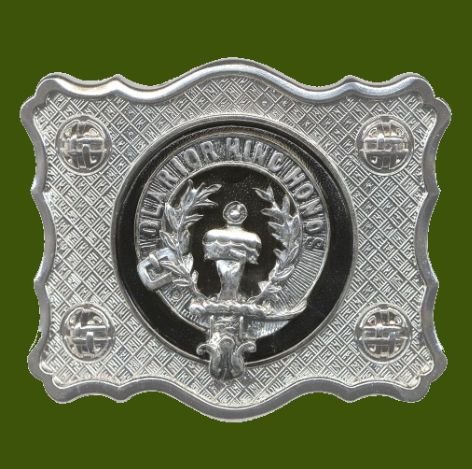 Image 0 of Clan Crest Scalloped Textured Stylish Pewter Clan Badge Kilt Belt Buckle