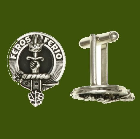 Image 0 of Clan Crest Round Stylish Pewter Clan Badge Cufflinks