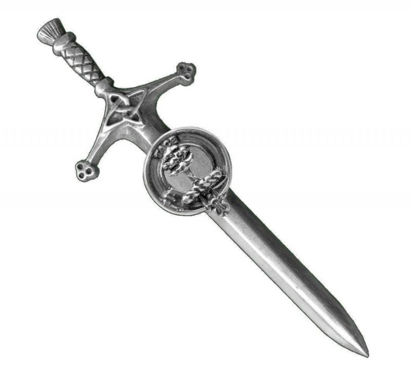 Image 1 of Abercrombie Clan Badge Sterling Silver Clan Crest Large Kilt Pin