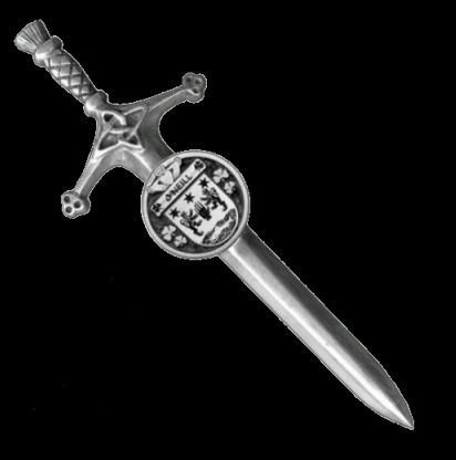 Image 0 of ONeill Irish Coat Of Arms Claddagh Round Silver Family Crest Large Kilt Pin