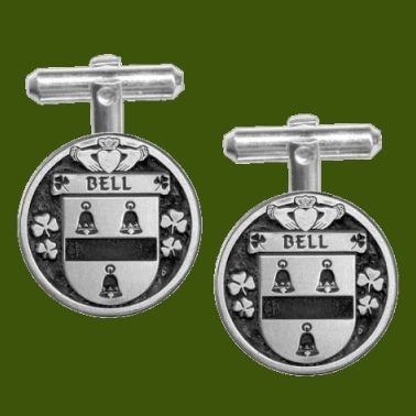 Image 0 of Bell Irish Coat Of Arms Claddagh Stylish Pewter Family Crest Cufflinks