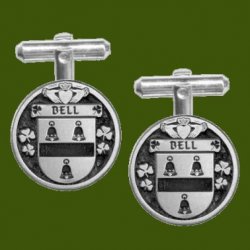 Bell Irish Coat Of Arms Claddagh Stylish Pewter Family Crest Cufflinks
