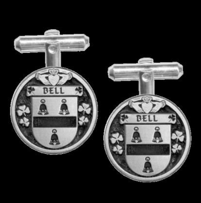 Image 0 of Bell Irish Coat Of Arms Claddagh Sterling Silver Family Crest Cufflinks