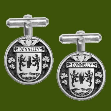 Image 0 of Donnelly Irish Coat Of Arms Claddagh Stylish Pewter Family Crest Cufflinks