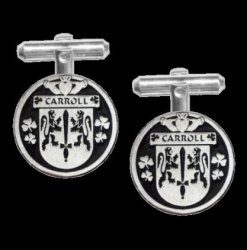 Carroll Irish Coat Of Arms Claddagh Sterling Silver Family Crest Cufflinks