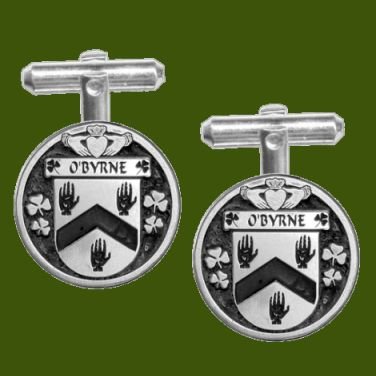 Image 0 of OByrne Irish Coat Of Arms Claddagh Stylish Pewter Family Crest Cufflinks