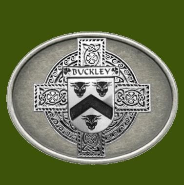 Image 0 of Buckley Irish Coat of Arms Oval Antiqued Mens Stylish Pewter Belt Buckle