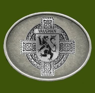 Image 0 of Vaughan Irish Coat of Arms Oval Antiqued Mens Stylish Pewter Belt Buckle