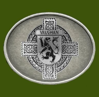 Image 0 of Vaughan Irish Coat of Arms Oval Antiqued Mens Stylish Pewter Belt Buckle