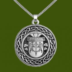 Carroll Irish Coat Of Arms Interlace Round Pewter Family Crest Pendant