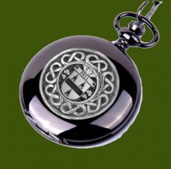 Bell Irish Coat Of Arms Pewter Family Crest Black Hunter Pocket Watch