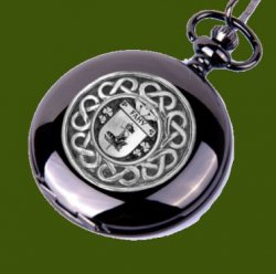 Fahy Irish Coat Of Arms Pewter Family Crest Black Hunter Pocket Watch