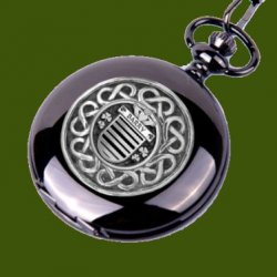 Barry Irish Coat Of Arms Pewter Family Crest Black Hunter Pocket Watch