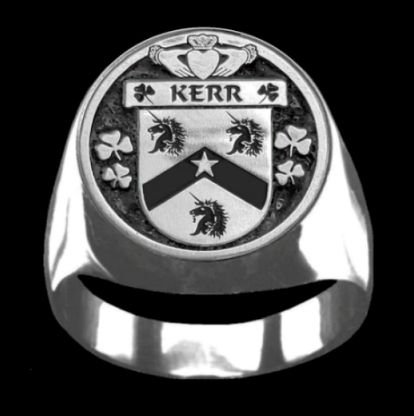 Image 0 of Kerr Irish Coat Of Arms Family Crest Mens Sterling Silver Ring