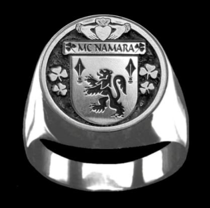 Image 0 of McNamara Irish Coat Of Arms Family Crest Mens Sterling Silver Ring