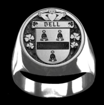 Image 0 of Bell Irish Coat Of Arms Family Crest Mens Sterling Silver Ring