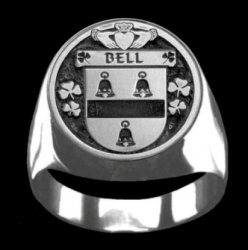 Bell Irish Coat Of Arms Family Crest Mens Sterling Silver Ring