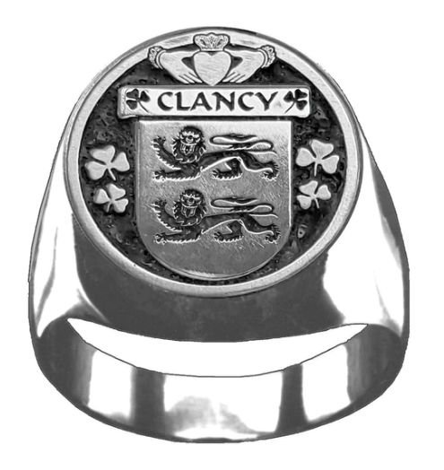 Image 1 of Clancy Irish Coat Of Arms Family Crest Mens Sterling Silver Ring