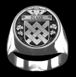 Blake Irish Coat Of Arms Family Crest Mens Sterling Silver Ring