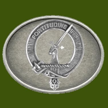 Image 0 of MacRae Clan Badge Oval Antiqued Mens Stylish Pewter Belt Buckle